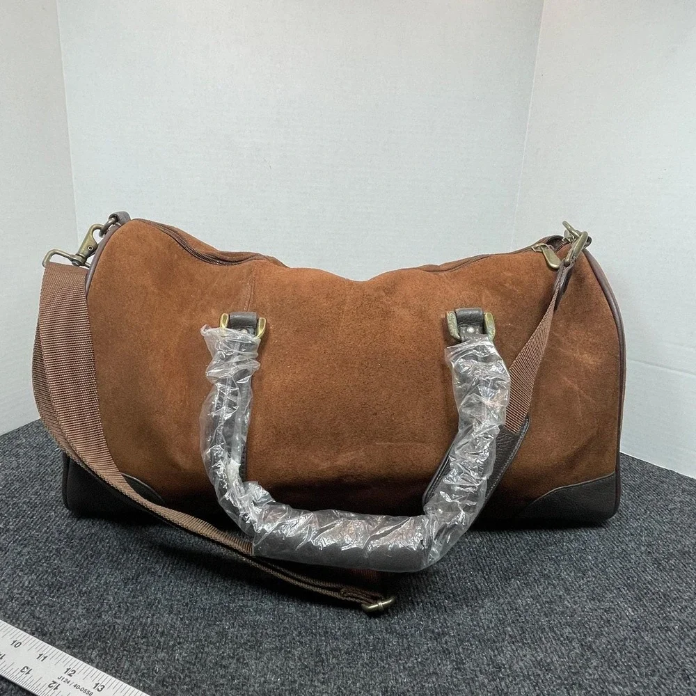 Marlboro Leather Duffel Bag Large Brown Suede Vtg Western Travel Bag 2003 RARE